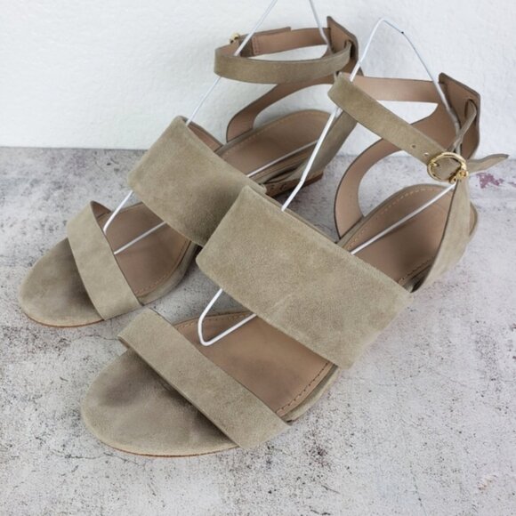 Tory Burch Leather Suede Cork Wedge Sandals Gray size 8.5M Comfort Preppy - Picture 7 of 16